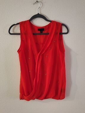 Worthington Red Sleeveless Draped V-Neck Camisole 974